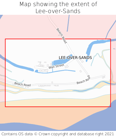 Map showing extent of Lee-over-Sands as bounding box