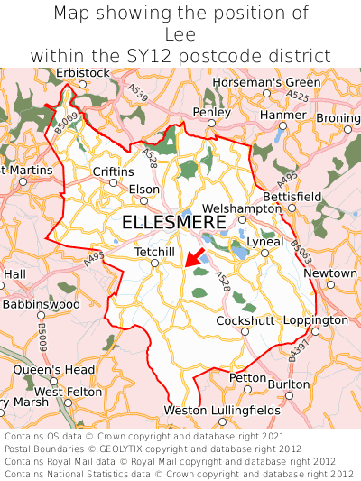 Map showing location of Lee within SY12