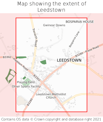 Map showing extent of Leedstown as bounding box