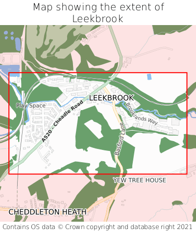 Map showing extent of Leekbrook as bounding box