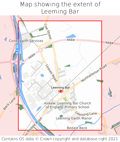 Map showing extent of Leeming Bar as bounding box