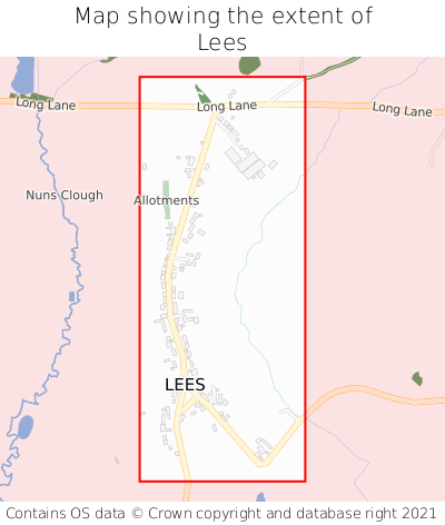 Map showing extent of Lees as bounding box
