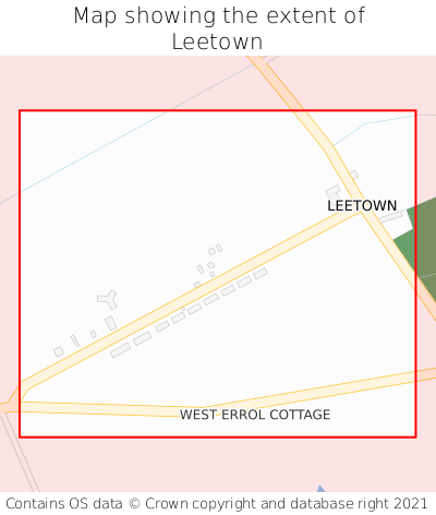 Map showing extent of Leetown as bounding box