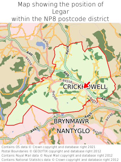 Map showing location of Legar within NP8