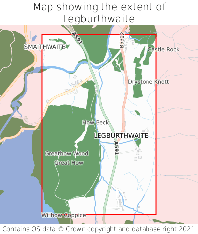 Map showing extent of Legburthwaite as bounding box