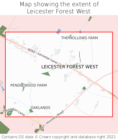 Map showing extent of Leicester Forest West as bounding box