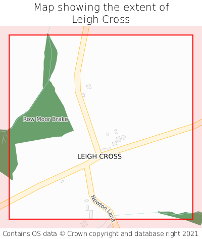 Map showing extent of Leigh Cross as bounding box