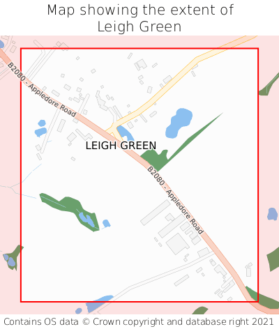 Map showing extent of Leigh Green as bounding box
