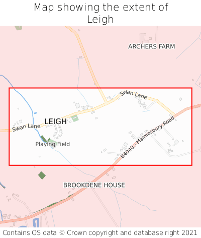 Map showing extent of Leigh as bounding box