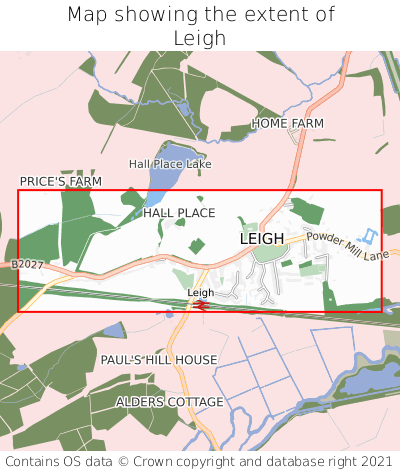 Map showing extent of Leigh as bounding box