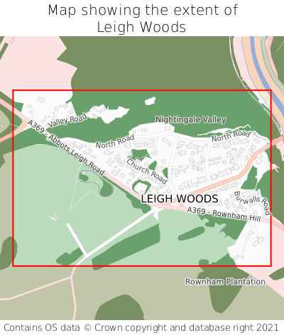 Map showing extent of Leigh Woods as bounding box