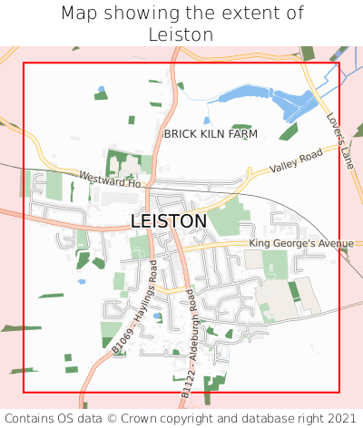 Map showing extent of Leiston as bounding box
