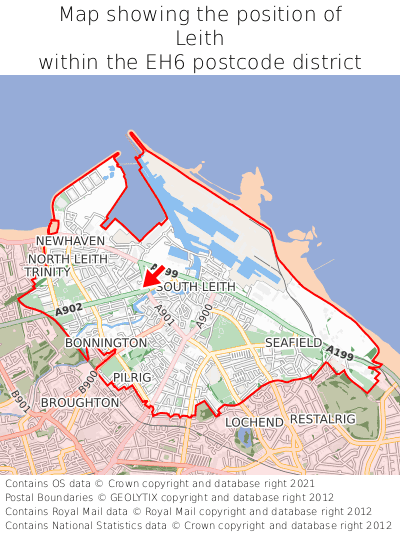 Map showing location of Leith within EH6