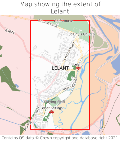 Map showing extent of Lelant as bounding box