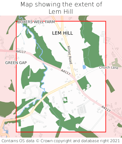 Map showing extent of Lem Hill as bounding box