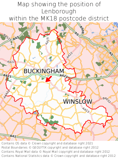 Map showing location of Lenborough within MK18