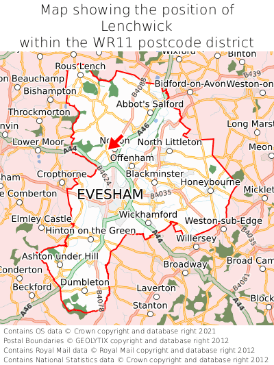 Map showing location of Lenchwick within WR11