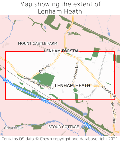 Map showing extent of Lenham Heath as bounding box