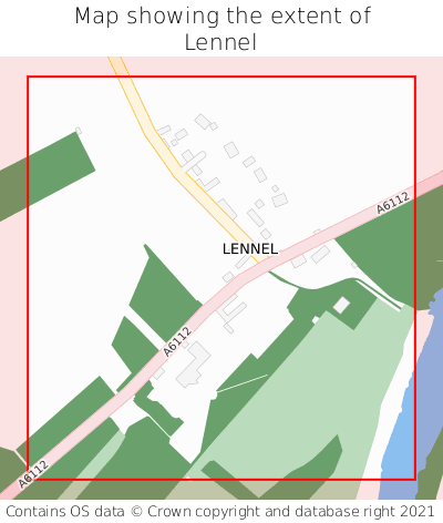 Map showing extent of Lennel as bounding box