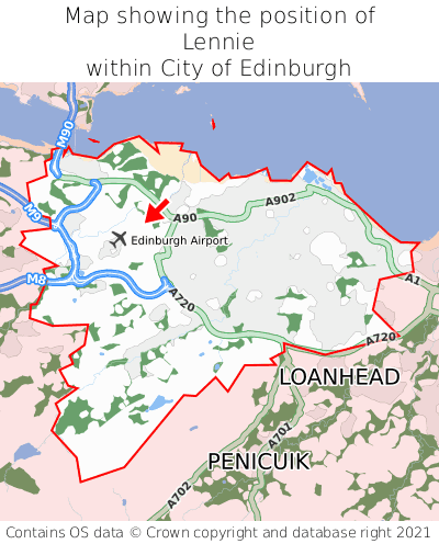 Map showing location of Lennie within City of Edinburgh