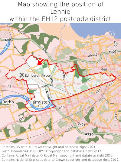 Map showing location of Lennie within EH12