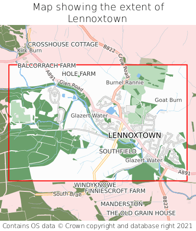 Map showing extent of Lennoxtown as bounding box