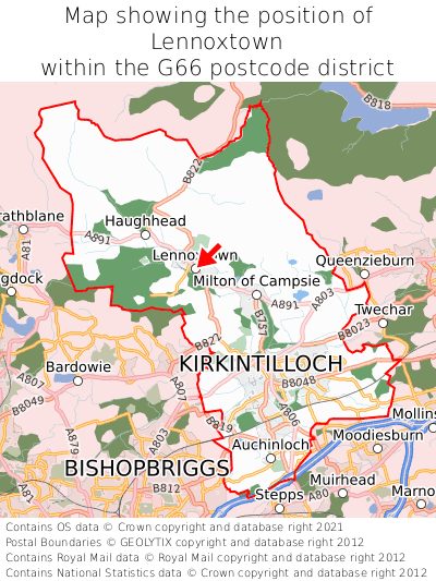 Map showing location of Lennoxtown within G66