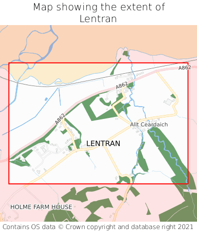 Map showing extent of Lentran as bounding box