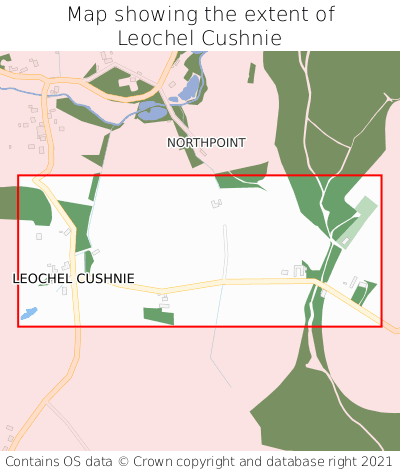 Map showing extent of Leochel Cushnie as bounding box