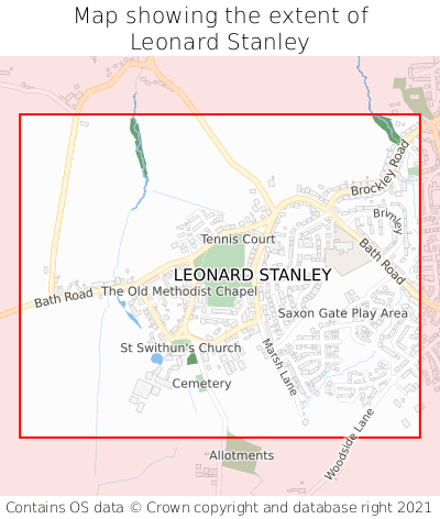 Map showing extent of Leonard Stanley as bounding box