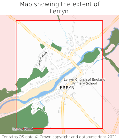 Map showing extent of Lerryn as bounding box