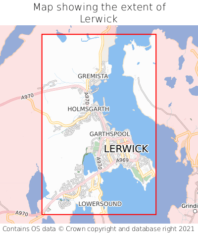 Map showing extent of Lerwick as bounding box