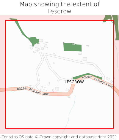 Map showing extent of Lescrow as bounding box