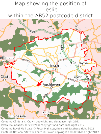 Map showing location of Leslie within AB52