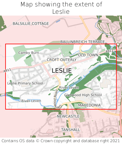 Map showing extent of Leslie as bounding box