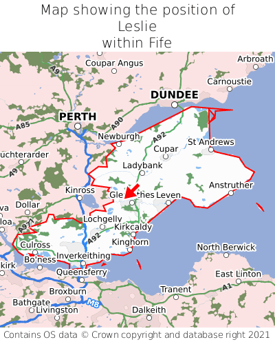 Map showing location of Leslie within Fife
