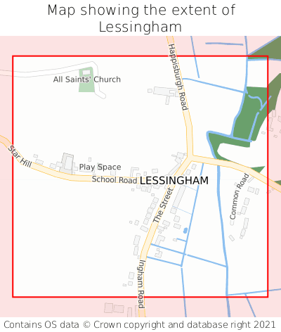 Map showing extent of Lessingham as bounding box