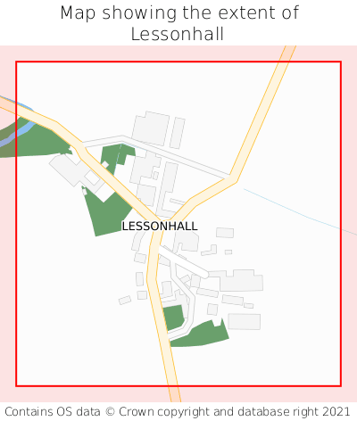 Map showing extent of Lessonhall as bounding box
