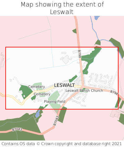Map showing extent of Leswalt as bounding box