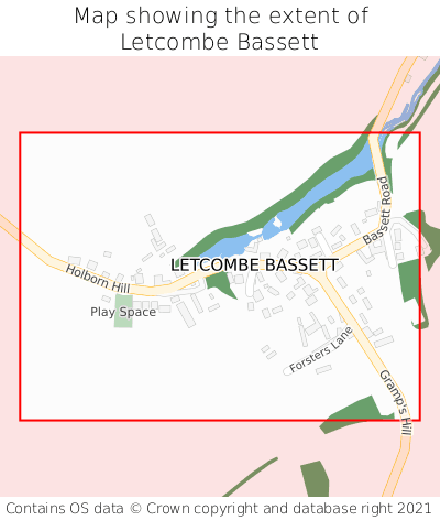 Map showing extent of Letcombe Bassett as bounding box