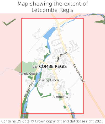 Map showing extent of Letcombe Regis as bounding box
