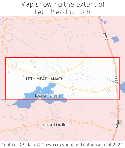 Map showing extent of Leth Meadhanach as bounding box