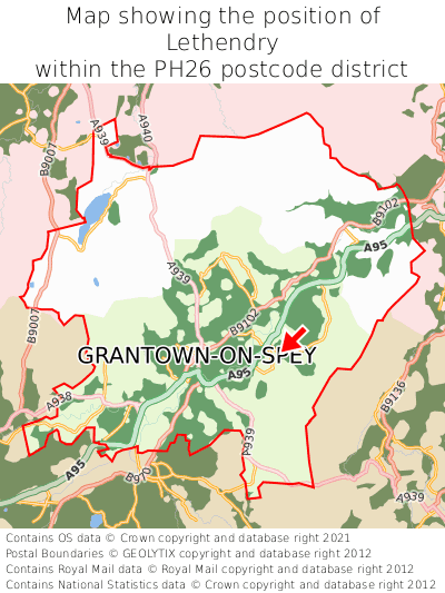 Map showing location of Lethendry within PH26