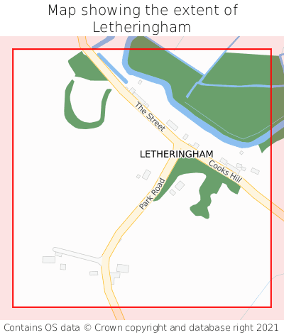 Map showing extent of Letheringham as bounding box