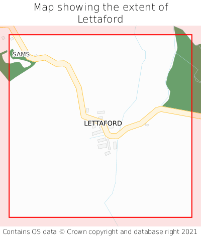 Map showing extent of Lettaford as bounding box