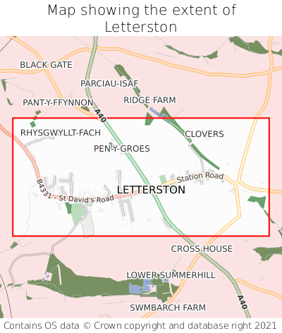 Map showing extent of Letterston as bounding box