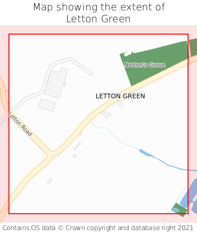 Map showing extent of Letton Green as bounding box