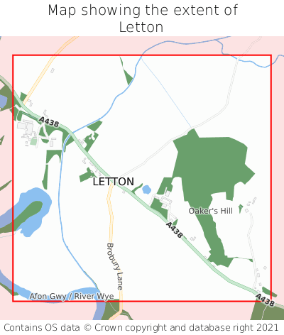 Map showing extent of Letton as bounding box