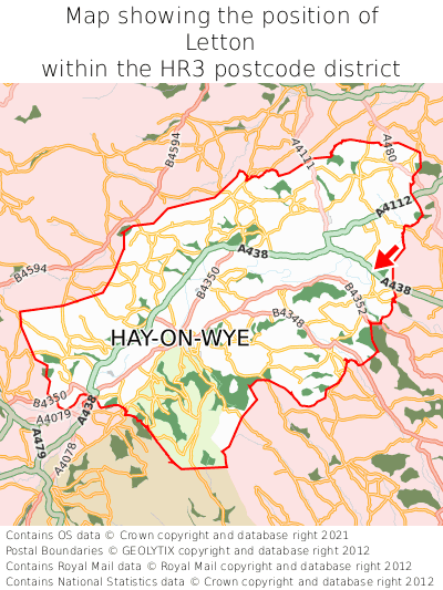 Map showing location of Letton within HR3