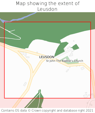 Map showing extent of Leusdon as bounding box